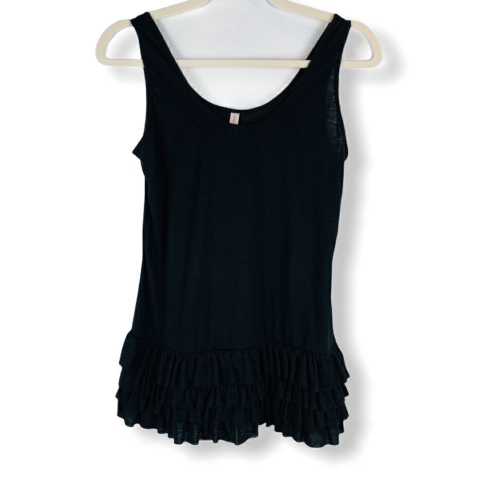 Black Ruffled Bottom Tank